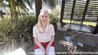 Girl has huge natural boobs, man fucks her hard in POV