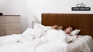 A son is sharing a bed with his step mom and sis