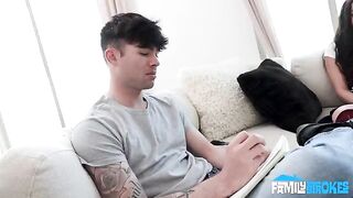A beautiful brunette woman does a great blowjob from the first view