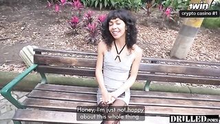 A girl with big natural boobs is being fucked by a guy in the ass