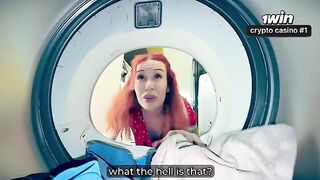 A hot step mom fucks her stepson, who got stuck in the washer