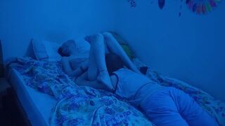The couple has sex in the bedroom with passionate intensity