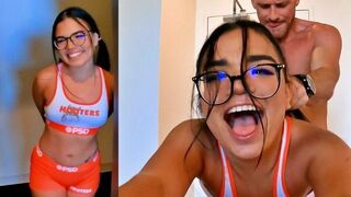 The Hooters waitress was fucked hard in the kitchen after her shift