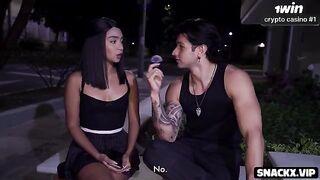Latina with perfect body has hardcore sex in the street