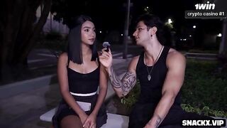 Latina with perfect body has hardcore sex in the street
