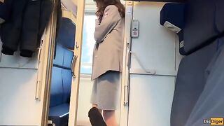 The train conductor got a blowjob from a stunning passenger in a steamy encounter