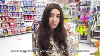 Katty West removes the condom and lets the fan cum inside