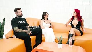 Redhead babe gets fucked hard by Adam22 and friends