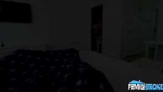 A hot brunette gives a blowjob from the first person