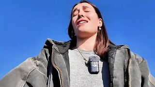 A girl finds relaxation in the most unexpected places outdoors
