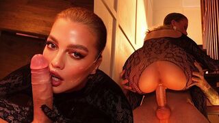 You can put it in your mouth, and there's a net on top - A busty blonde gets fucked hard in POV