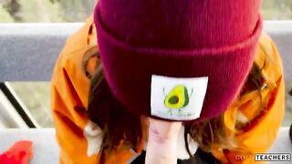 A blowjob with a stranger in the mountain cableway