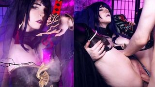 The secret quest with Raiden Shougun from Genshin Impact, cosplayed by MollyRedWolf