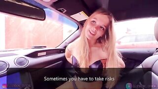 A beautiful girl gave a blowjob to her lover in the car