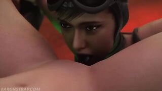 Lesbian bondage and BDSM action with Powergirl and Catwoman
