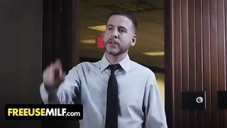 Submissive big tits MILFs get fucked by their boss on the desk