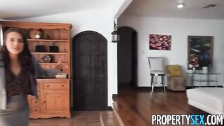 Brunette real estate agent convinces picky client to buy