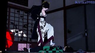 Tanjiro Kamado gets his dick sucked by Daki in a steamy scene