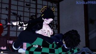 Tanjiro Kamado gets his dick sucked by Daki in a steamy scene