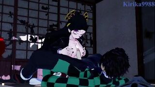 Tanjiro Kamado gets his dick sucked by Daki in a steamy scene