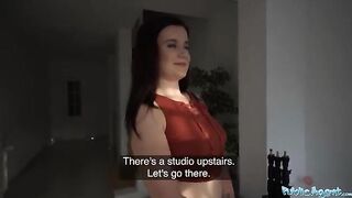 Cute girl Little Eliss gets fucked in a photography studio for cash