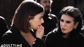 Older widower mourns by banging Marley Brinx at funeral